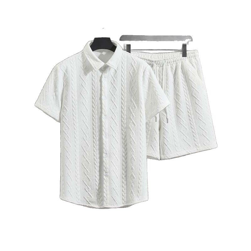 Herren-Frühlings-Shorts-Set: Kurzarm-T-Shirt Und Shorts Mit Rautenmuster