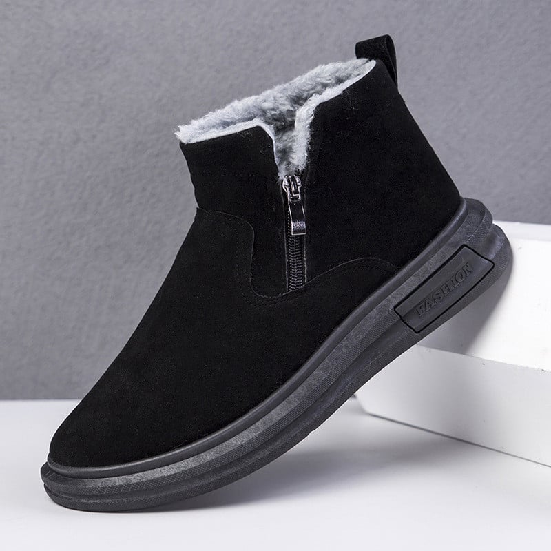 Herren Winterstiefeletten mit Seitlichem Reißverschluss und Flacher Gummisohle