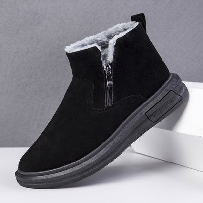 Herren Winterstiefeletten mit Seitlichem Reißverschluss und Flacher Gummisohle