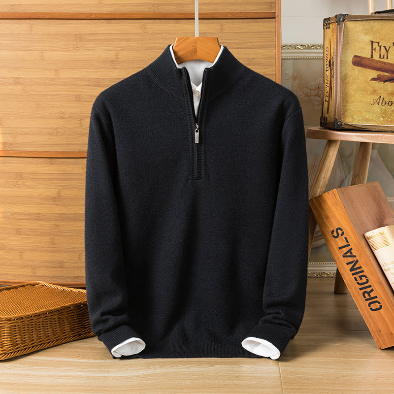 Men's Thick Knit Sweater Long Sleeve Crew Neck – Wool Blend
