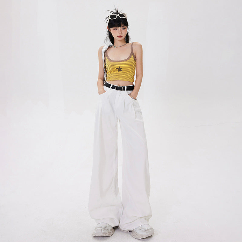 Damen-Jeans mit hohem Bund und weitem Bein – Retro-Design – Denim-Mix Stil