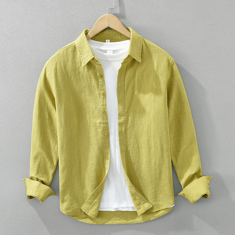 Men's Long-Sleeve Shirt with Loose Fit and Open Front