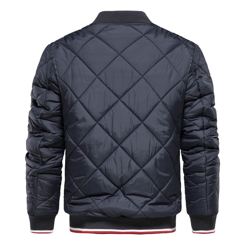 Herren Winter Steppjacke Stehkragen Einfarbig Reißverschluss – Daunen-Mischung