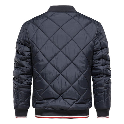 Herren Winter Steppjacke Stehkragen Einfarbig Reißverschluss – Daunen-Mischung