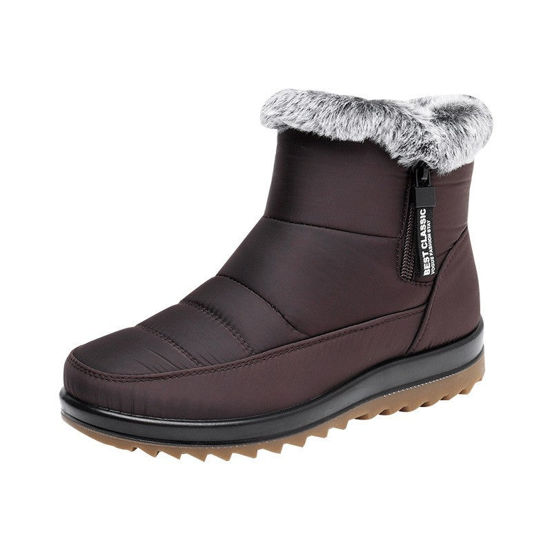 Women's Winter Ankle Snow Boots With Side Zipper And Plush Fleece Lining