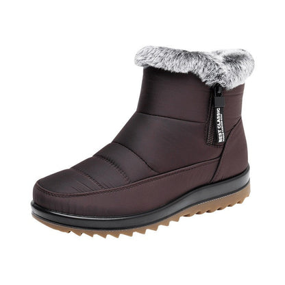 Women's Winter Ankle Snow Boots With Side Zipper And Plush Fleece Lining