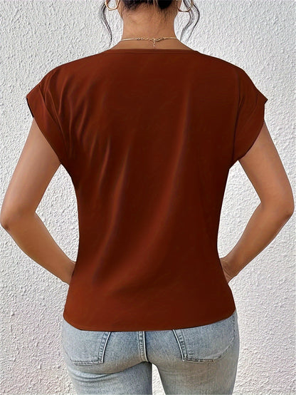 Damen T-Shirt Mit V-Ausschnitt Und Kurzen Ärmeln In Leichter Passform