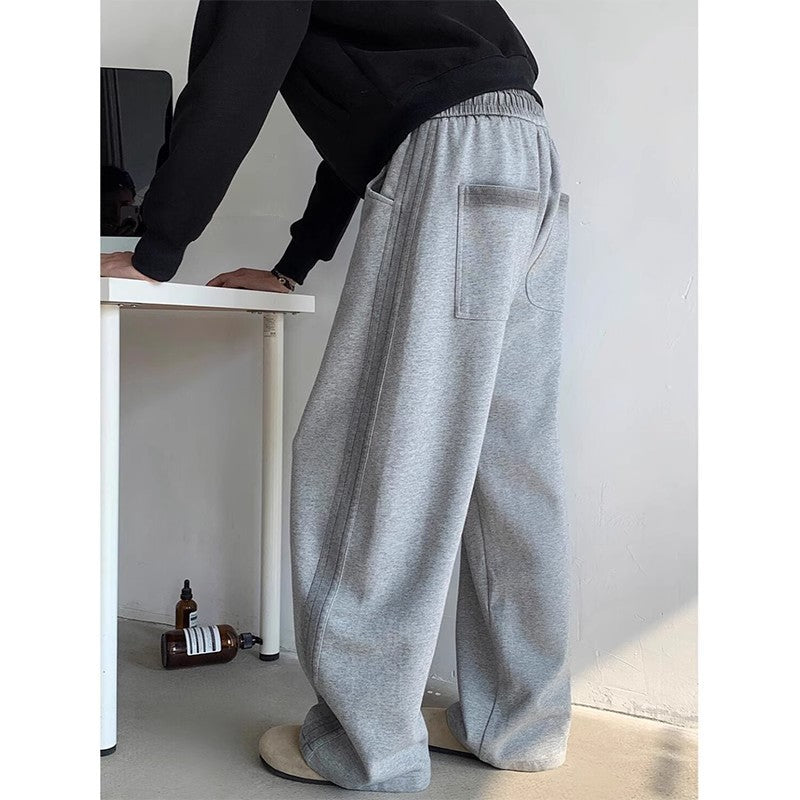 Herren-Hose Im Retro-Stil, Gerade Geschnitten, Mittelhoch Geschnitten, Einfarbig