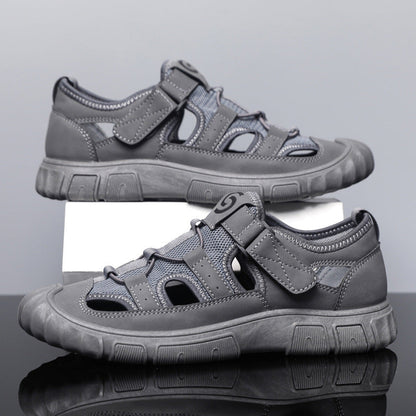 Herren-Sommersandalen Mit Mesh-Obermaterial, Klettverschluss, Hohlem Design Und Gummisohle