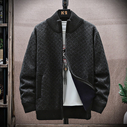 Herren Strickpullover Reißverschluss Langarm Lockeres Design – Woll-Mischung