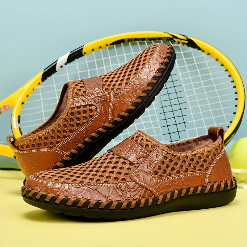 Herren-Slipper Mit Mesh-Obermaterial, Weiter Passform, Rutschfester, Gepolsterter Sohle