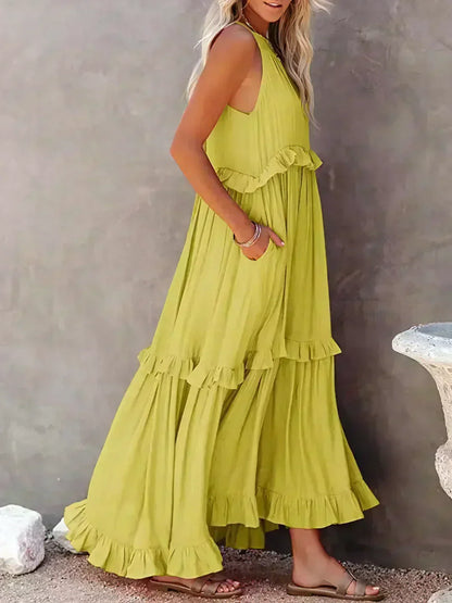 Damen Sommerkleid ohne Ärmel mit Rüschendetails