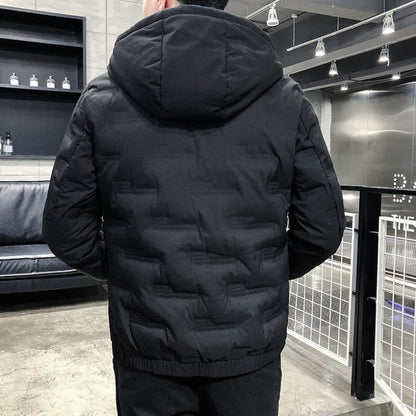 Herren Winter Daunenjacke mit dicker Wattierung und Reißverschluss vorne