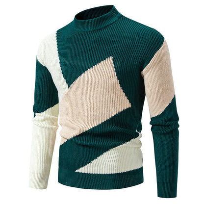 Men's Sweater Crew Neck Straight Fit Multicolor Jacquard – Cotton Blend