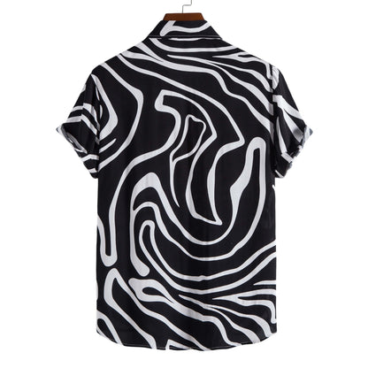 Herren Plus Sommer Kurzarm-Cardigan Mit Geometrischem Print, Grün, Hellgrün