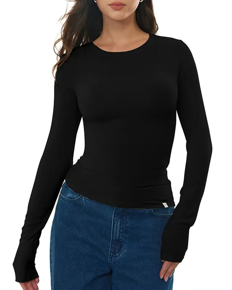 Velunara Basic-Langarmshirt als vielseitige Basis für Alltagslooks