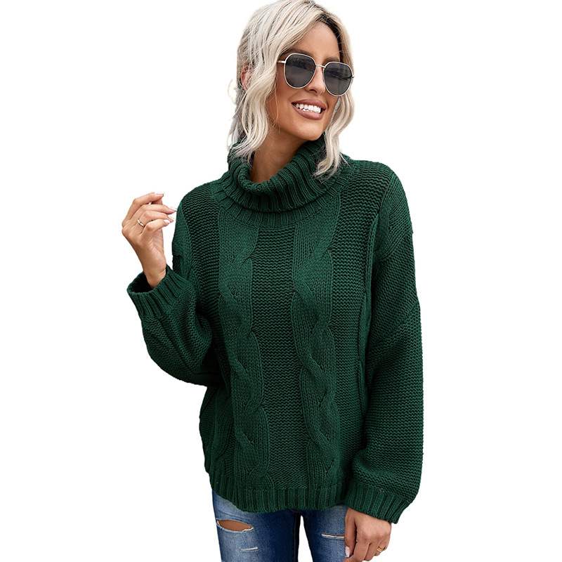 Women's Winter High-Neck Sweater Solid Color Long Sleeve