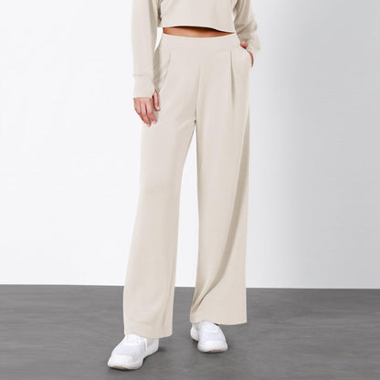 Damen-Hose mit hohem Bund und geradem Bein – Fließender Stil