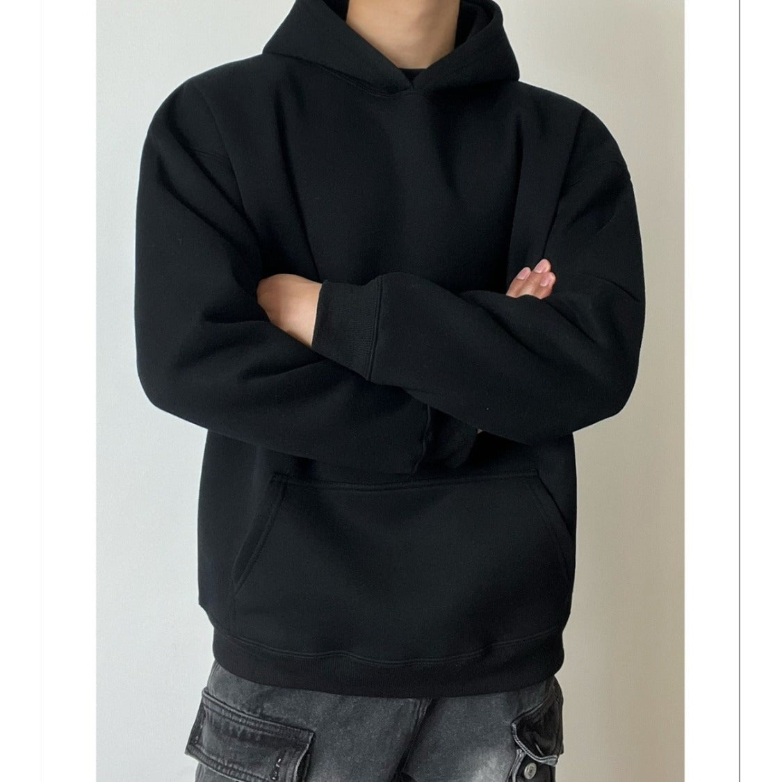 Herren Kapuzenpullover Sweater Lockerer Schnitt Langarm – Baumwoll-Mischung