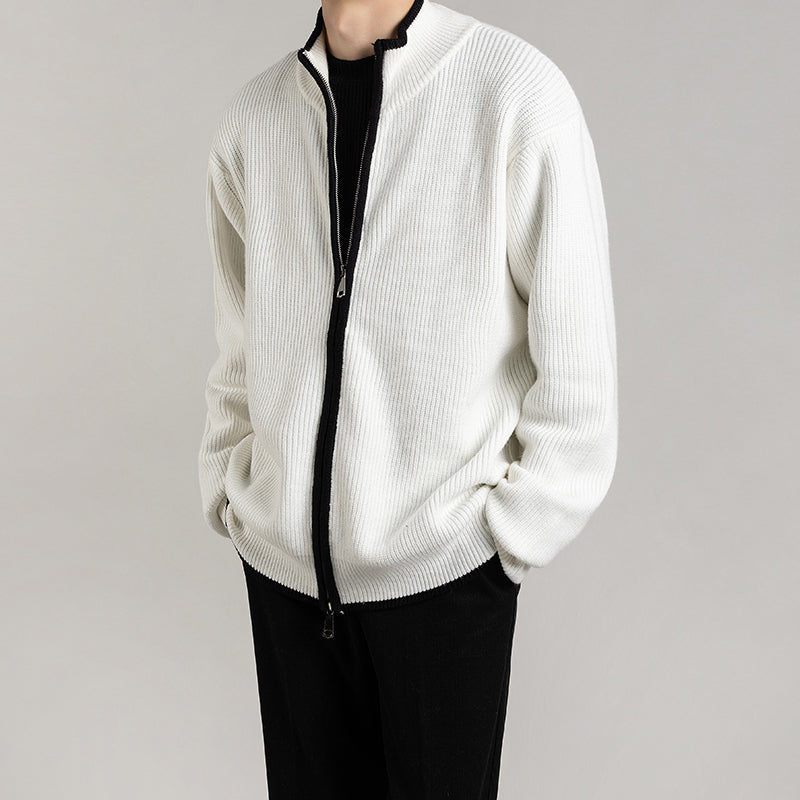 Herren Cardigan Locker Offenes Design Langarm – Woll-Mischung