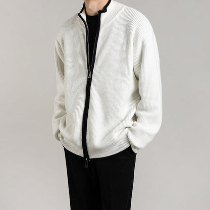 Herren Cardigan Locker Offenes Design Langarm – Woll-Mischung
