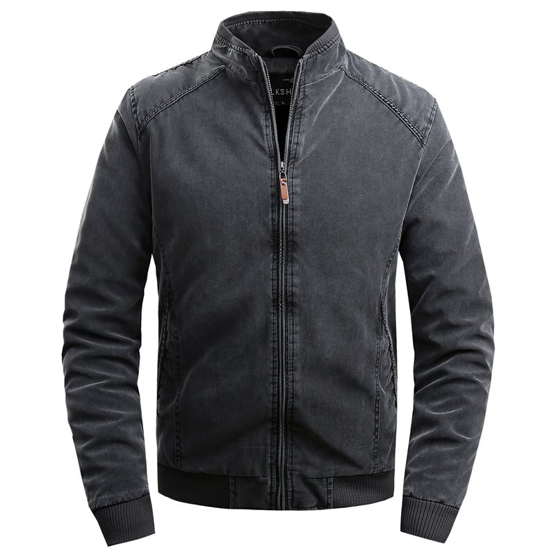 Men's winter coat with stand-up collar and zipper