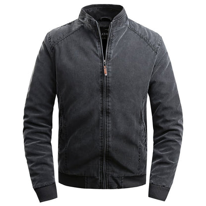 Men's winter coat with stand-up collar and zipper