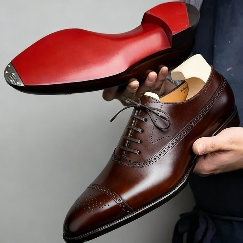 Herren-Oxfordschuhe Mit Brogue-Detail, Schnürschuhe, Formelle Schuhe In Lederoptik