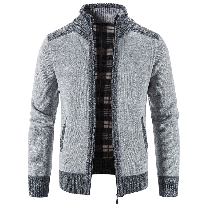 Men's Knit Cardigan Loose Fit Long Sleeve Open Design – Wool Blend