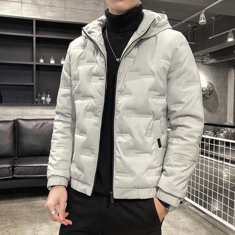 Herren Winter Daunenjacke mit dicker Wattierung und Reißverschluss vorne