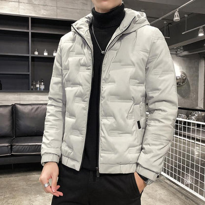 Herren Winter Daunenjacke mit dicker Wattierung und Reißverschluss vorne
