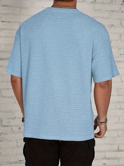 Herren Strick T-Shirt mit Struktur – Lockerer Schnitt Überschnittene Schultern