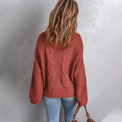 Women's Winter High-Neck Sweater Solid Color Long Sleeve