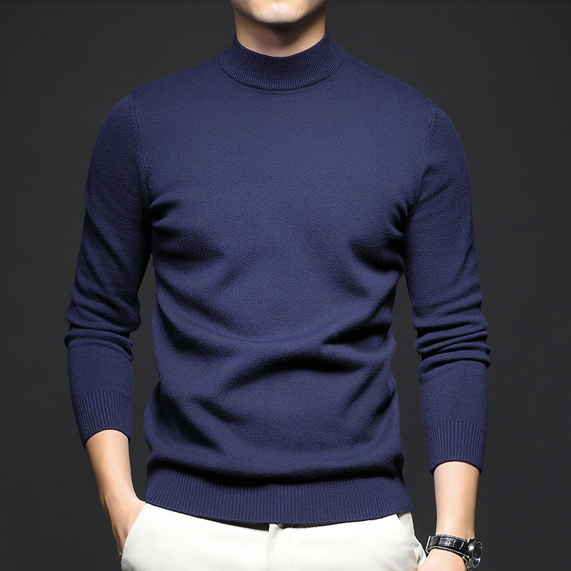 Men's sweater with standing collar and slim fit