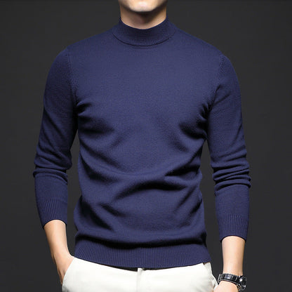 Men's sweater with standing collar and slim fit