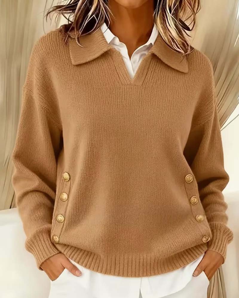 Veylora Pullover mit langen Ärmeln in schlichtem, einfarbigem Design für Herbst und Winter