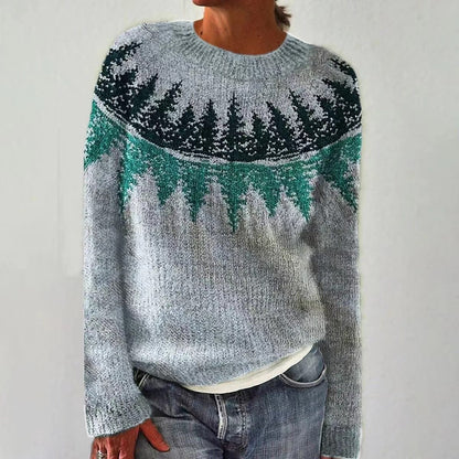 Women's Sweater with Long Sleeves, Solid Color Knitted Sweater
