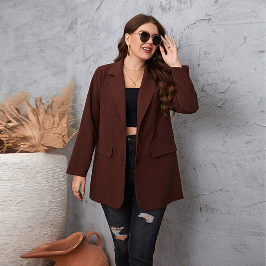 Damen Übergrößen-Einreiher-Blazer mit Klassischen Ärmeln