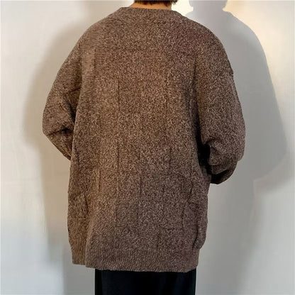 Herren Winter Pullover Rautenmuster Langarm Lockerer Schnitt – Woll-Mischung