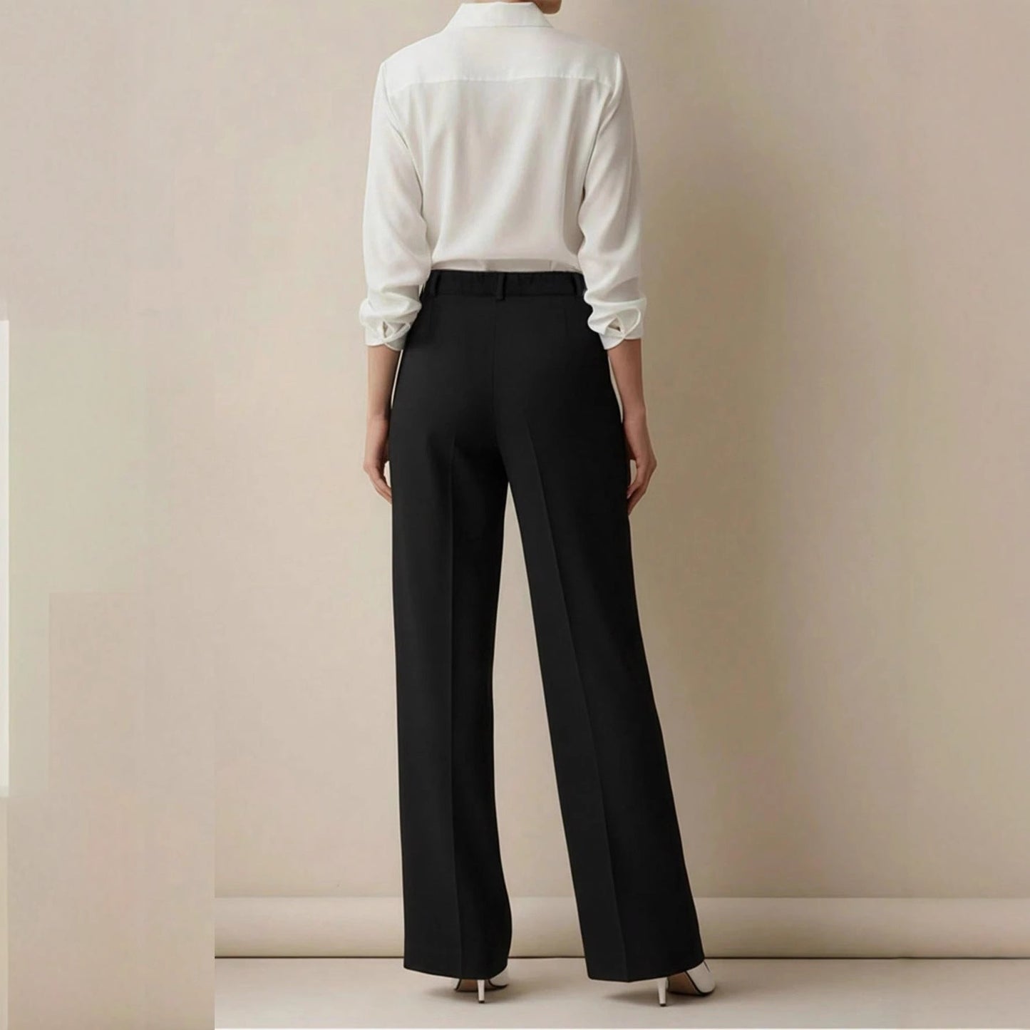 Damen High Waist Stoffhose mit Geradem Bein
