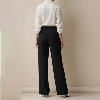 Damen High Waist Stoffhose mit Geradem Bein