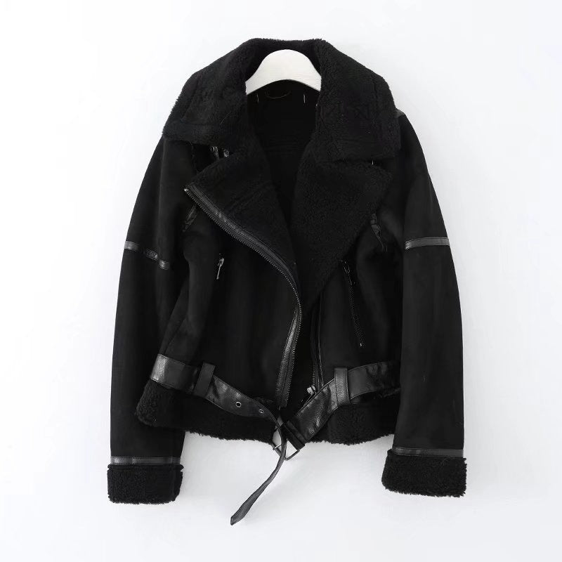Women's autumn jacket with zipper and long sleeves – biker style