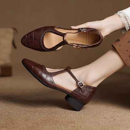 Damen-Sommer-Mary-Jane-Sandalen Mit Blockabsatz Und Runder Zehenpartie
