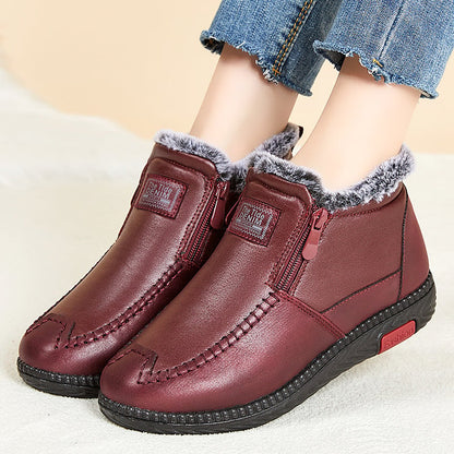 Women's winter boots with plush lining and flat sole