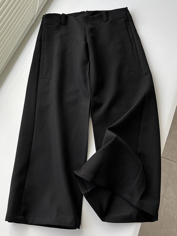 Women's suit pants with low waist, wide leg, and extended fit – Elegant style