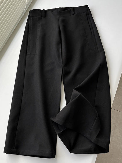 Women's suit pants with low waist, wide leg, and extended fit – Elegant style