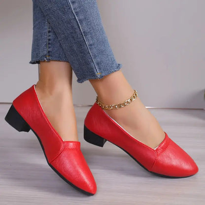 Damen-Pumps mit spitzer Kappe, Blockabsatz und zum Hineinschlüpfen