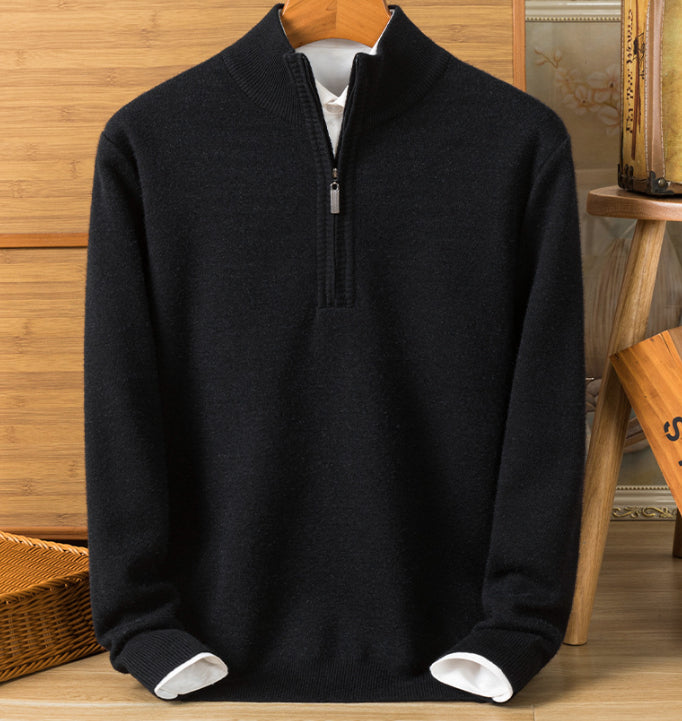 Men's Thick Knit Sweater Long Sleeve Crew Neck – Wool Blend