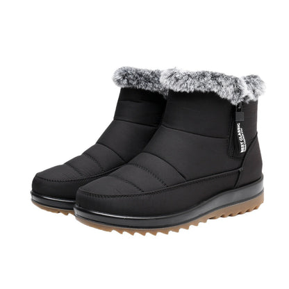 Women's Winter Ankle Snow Boots With Side Zipper And Plush Fleece Lining