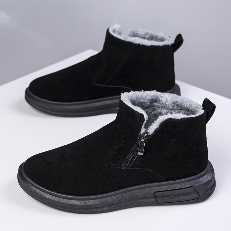 Herren Winterstiefeletten mit Seitlichem Reißverschluss und Flacher Gummisohle